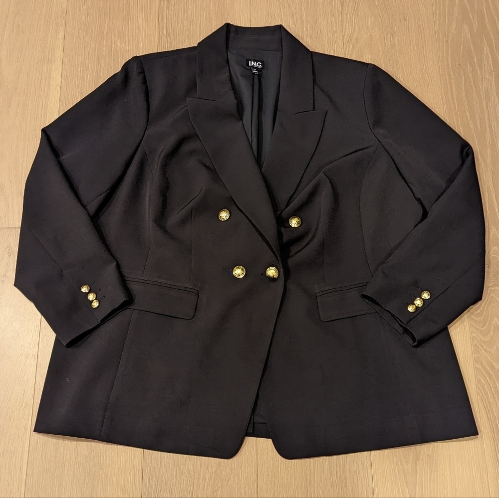 INC International Concepts Black Blazer with Gold Accents